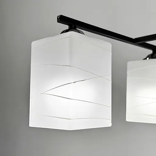 Прямокутний плафонний світильник на 2 лампи в чорному корпусі 34х15 см | Арт. 6944/2 BK+CH | Line F - фото 4