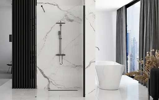 Душова стінка Rea Aero 100 intimo black REA-K4121, прозорий, чорний матовий - фото 6