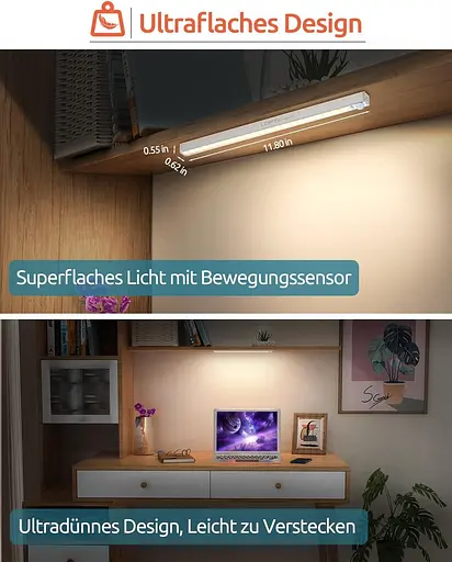 Світлодіодне освітлення для шафи 44 Світлодіодне освітлення для шафи з датчиком руху, USB-акумуляторна батарея, 4 режими - фото 2