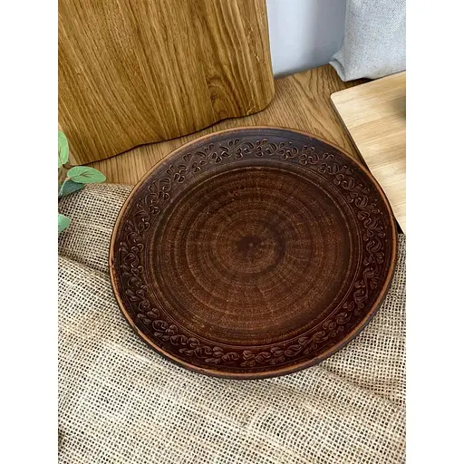 Тарілка 26 см керамічна (глиняна) різьблена Декор - фото 6