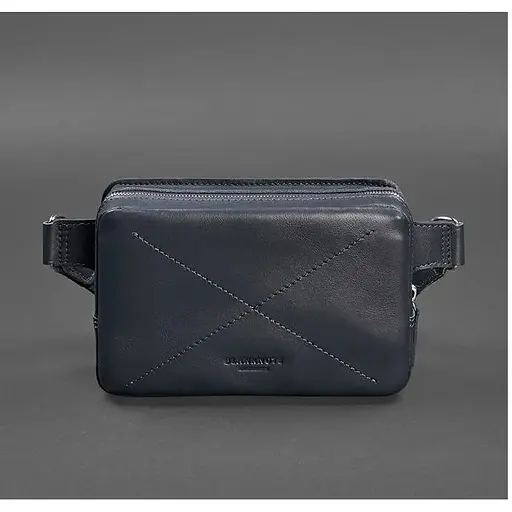 Шкіряна поясна сумка Dropbag Mini темно-синя - фото 1