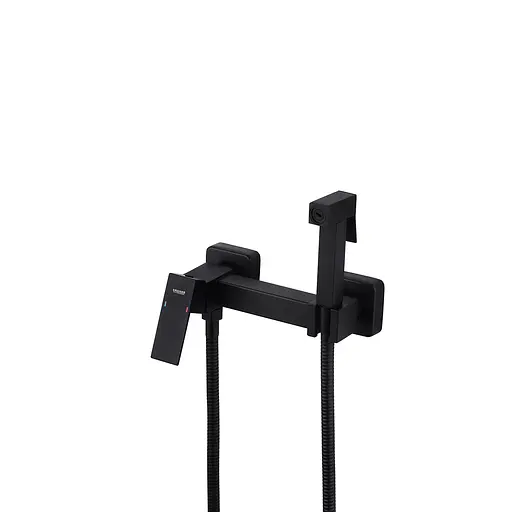 Змішувач для гігієнічного душу зовнішнього монтажу 150 мм Kroner KRP Edelstahl Kubus - SCH052 CV027931, Чорний матовий - фото 4