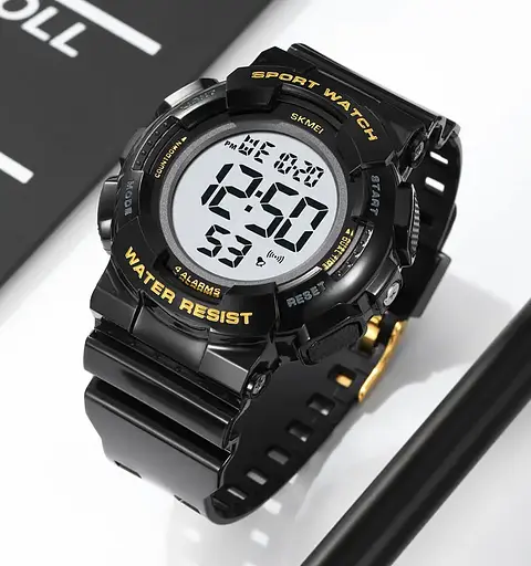 Чоловічий наручний спортивний годинник Skmei 2081 Чорний з золотом /Білий - фото 4