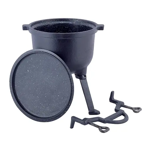 Казан чавунний емальований 4 л з кришкою для приготування їжі на вогні та плиті KM-4800M, Kamille 87469 - фото 9