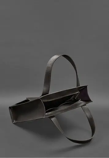 Шкіряна жіноча сумка шоппер Бетсі з кишенею темно-коричнева Краст - фото 5