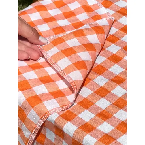 Скатертина в клітинку для столу Зефір 130х100 см (+ 2 серветки 30х40) Помаранчева - фото 10