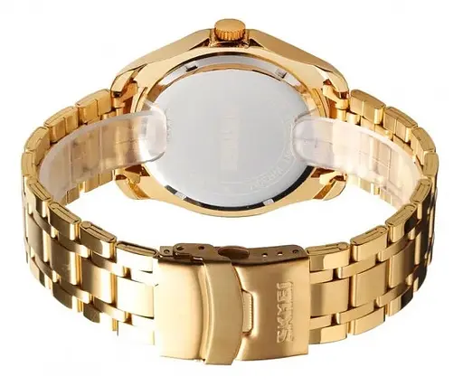 Чоловічий наручний годинник Skmei 9193 Дракон синій циферблат Золотисті - фото 4