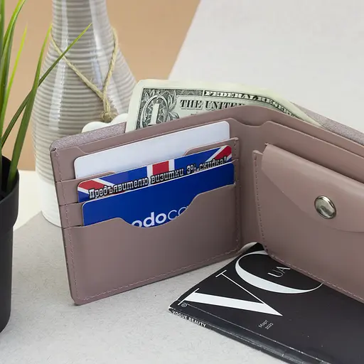 Кошелек женский маленький кожаный Handycover HC0042 нюдовый на кнопке - фото 7