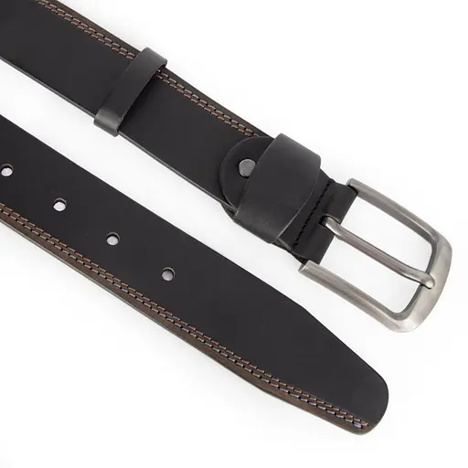 Ремінь чоловічий шкіряний коричневий батал SF-402 XXL (145 см) під джинси - фото 2