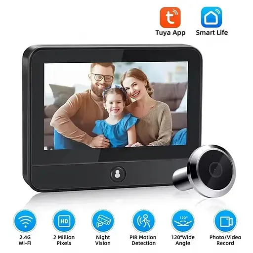 Відеовічко Nectronix A15 Tuya app Wifi з 4.3" монітором з невидимою підсвіткою і записом  - фото 2