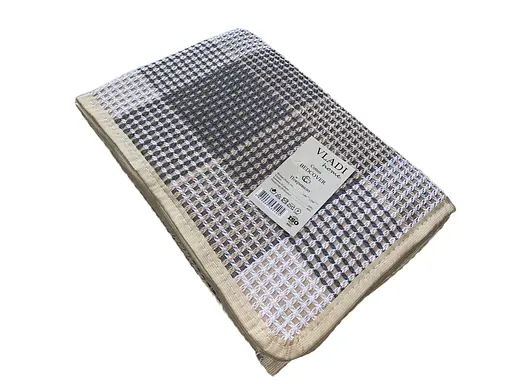 Покривало бавовняне Vladi 140х200 біло-сіро-бежеве - фото 1