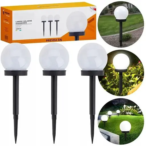 Светильник садовый шариковый на солнечных батареях белый 3 шт