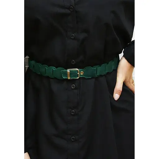 Женский кожаный бохо-ремень BlankNot зеленый - фото 6