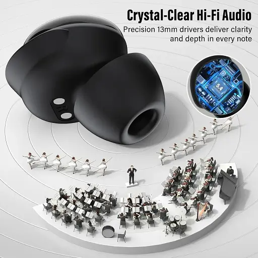 Наушники-вкладыши для сна Bluetooth 5.4, 48 часов работы с сенсорным экраном, миниатюрные наушники для сна - фото 4