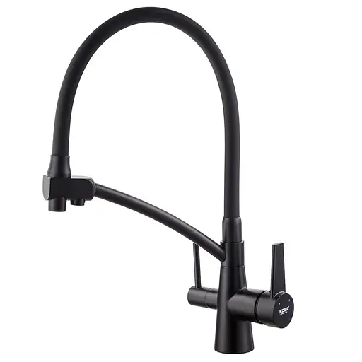 Смеситель для кухни на две воды с гибким изливом Koer KB-72003-05 KR3376 Черный матовый - фото 1