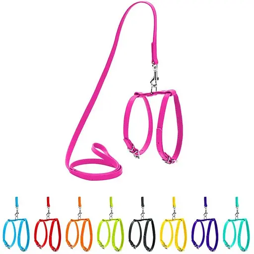 Шлея з повідцем для собак Waudog Glamour шкіряна з QR паспортом, рожевий - фото 3