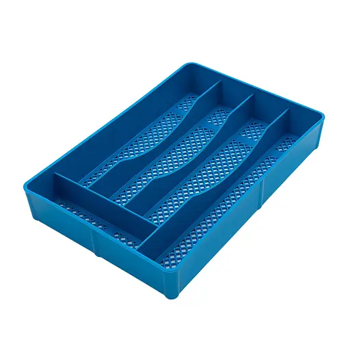 Лоток для столовых приборов с 5 отделениями пластиковый 32 × 22 × 5,5 см Голубой 88026 - фото 1