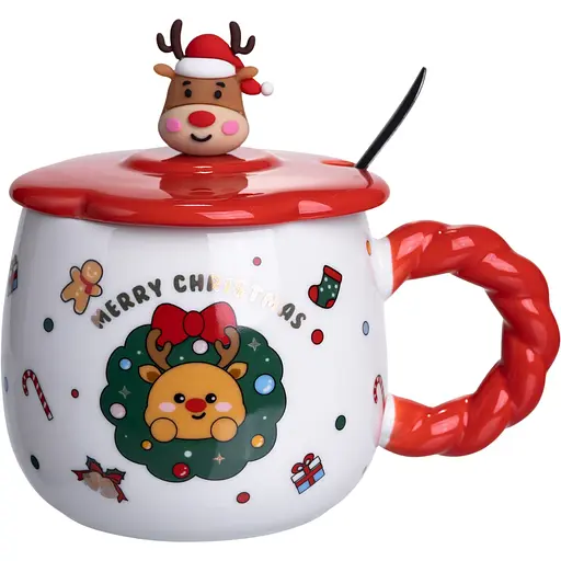 Чашка порцелянова Rudolph the Reindeer 400 мл з кришкою  FM-CS-20A