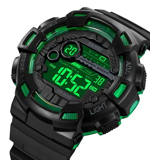 Часы мужские спортивные наручные Skmei 2110 (Черный с зеленым) - фото 5