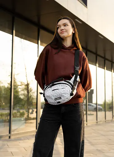 Сумка через плечо женская бананка Sambag Flex Pro принт "Square" 30×17×15 см (85451150) - фото 1