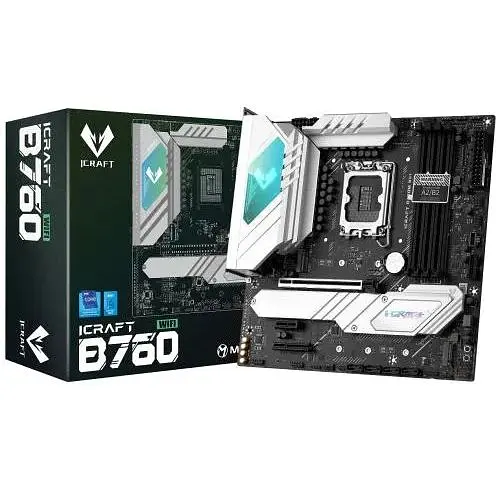 Материнская плата Maxsun LGA1700, iCraft B760M WIFI, B760, 4xDDR5, Int.Video(CPU), 4xSATA3, 1xPCI-E 16x 5.0, 1xPCI-E 4x 3.0, 1xPCI-E 1x, 3xM.2 4.0, RTL8125B, 4xUSB3.2/4xUSB2.0, 1xUSB TypeC 3.2, DP/HDMI, WiFi 6E+BT5.3, 17 фаз, ARGB, MicroATX (MS-iCraft B760M WIFI) - фото 2
