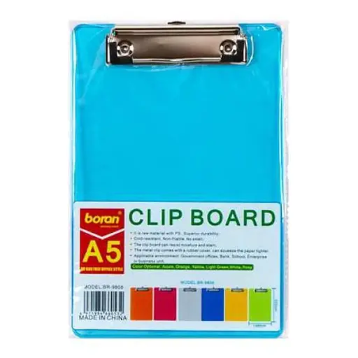 Планшет А5 із затискачем, пластик неон, 22x15 см, BR9808 (В асортименті)