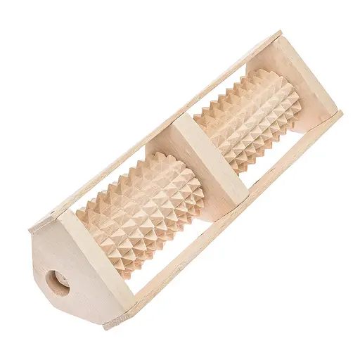 Масажер для ніг дерев'яний зубчастий на 2 ролики для двох ніг 25х7х5 см, Woodly 84979 - фото 7