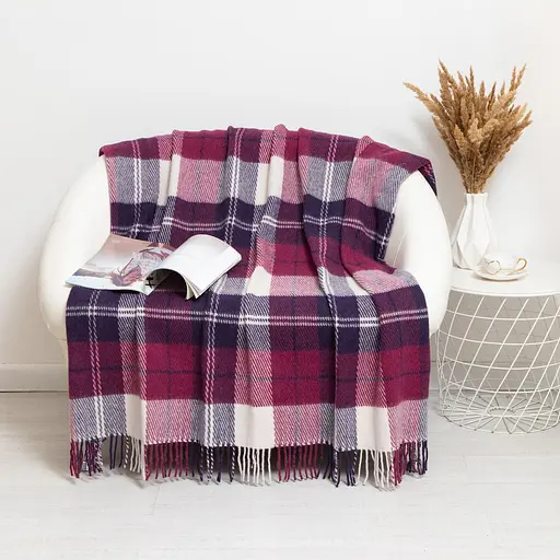 Плед вовняний Vladi Ельф 200х220 біло-лілово-сливовий 2 - фото 1