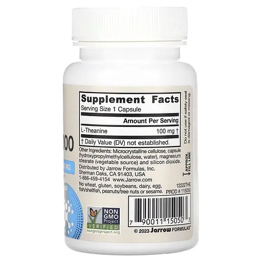Амінокислота Jarrow Formulas Theanine 100 мг, 60 вегакапсул - фото 2