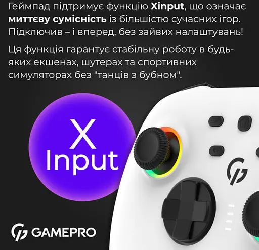 Геймпад джойстик GamePro GP-X13-W Xinput Bluetooth/2.4G/USB (Switch/PC/iOS/Android) White - фото 5