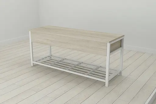 Банкетка із ящиком Ferrum-decor Дрейк 2 550x1200x400 метал Білий ДСП Сонома 16 мм (FRD-103076) - фото 2