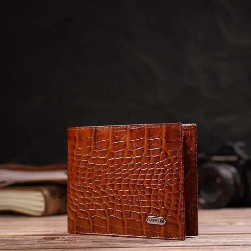 Мужской кожаный кошелек Canpellini 12х9.6х2 см acs0025582 - фото 6