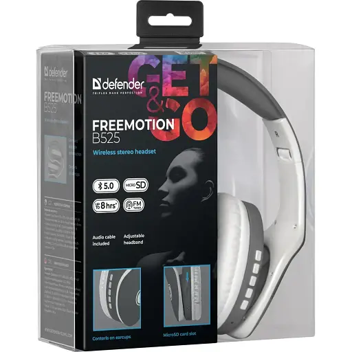 Гарнітура Defender FreeMotion B525 Gray + White Bluetooth (63527) (6492205) - фото 6