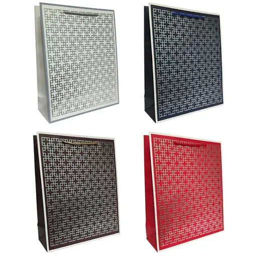 Подарунковий пакет картонний, 200 г/м², Лабіринт, 26x32x10 см, 6 шт. в упаковці (В асортименті)