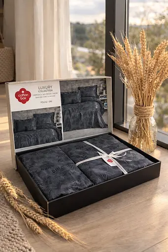 Покривало Cotton TURComFor Євро 260х250 + наволочки 50x70 + 5 см 2 шт + подушка 20х40 см жаккард TC303375736 - фото 1