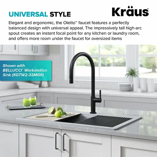 Змішувач для кухні Kraus Oletto KPF-2821MB Чорний матовий - фото 8
