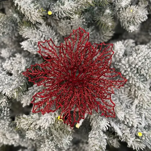 Ялинкова іграшка MIS LT Квітка Різдвяник павутинка-2 17х17х4 см червоний - фото 2