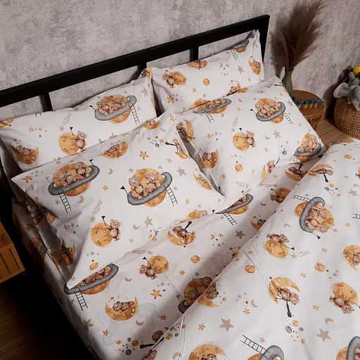 Комплект постельного белья Moon&Star Бязь Gold Люкс Teddy Dreams King Size 220x240 наволочки 2х40х60 - фото 4