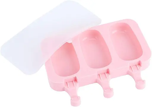 Форма силіконова для морозива Ескімо та євродесертів з паличками (3 комірки) 19х14 см, Danmenqing Рожевий 85120 - фото 6