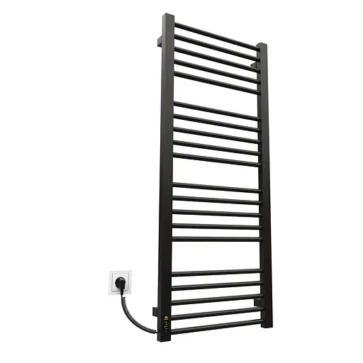 Электрический полотенцесушитель Kosser Стэп 1200x500 EL тайм. черный ДСТ04EL, Черный матовый, Левое - фото 1