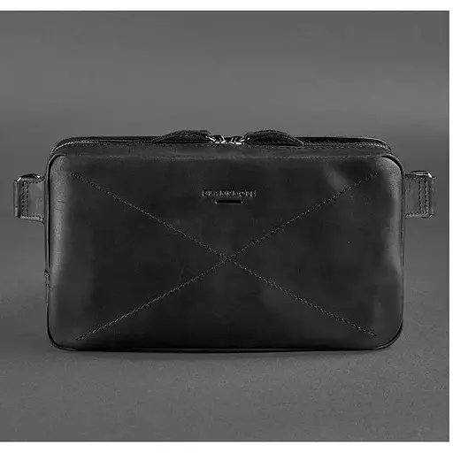 Шкіряна поясна сумка Dropbag Maxi чорна Crazy Horse - фото 1