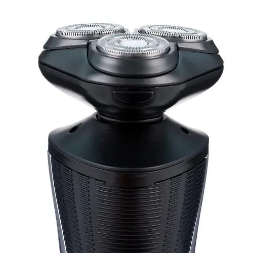 Электробритва Новый Харьков НХ-8526 Фаворит S Black, 6W, роторная, сухое бритье, 3 плавающие головки для бритья, плавающие двойные лезвия, повторение контуров лица, питание сеть, триммер для висков, электронная кнопка включения - фото 2