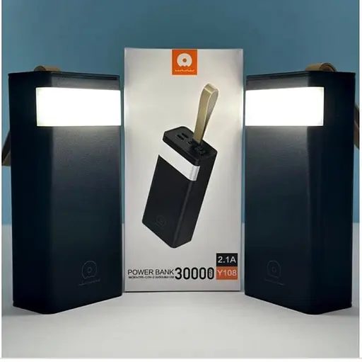 Портативное зарядное устройство Power Bank WUW Y108 30000 mAh LED фонарь Черный - фото 7