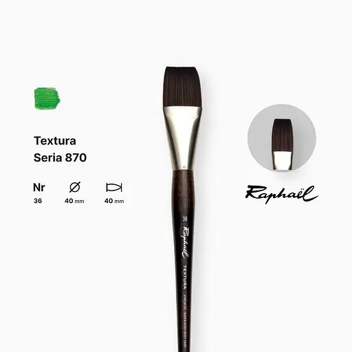 Кисть синтетика плоская Raphael Textura, №36, профессиональная, длинная ручка - фото 2