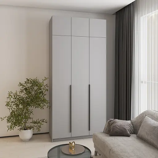 Шафа 3-дверна з антресоллю MebelStar Оскар ДСП BL-B, 4 додаткові полиці 120x52x260 см Сіра мишка (MBS-4926) - фото 1