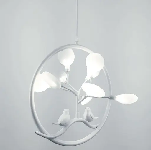 Воздушный подвес в белом корпусе с парой нежных птиц Line.F H 686/9 WT FR - фото 1