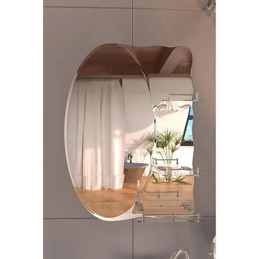 Дзеркало настінне Zerix Solo MOZ01-480x680x100 асиметричне з трьома полицями ZX5624 - фото 4