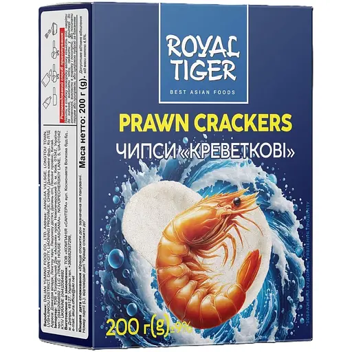 Чипси рисові Royal Tiger зі смаком креветки білі 200 г