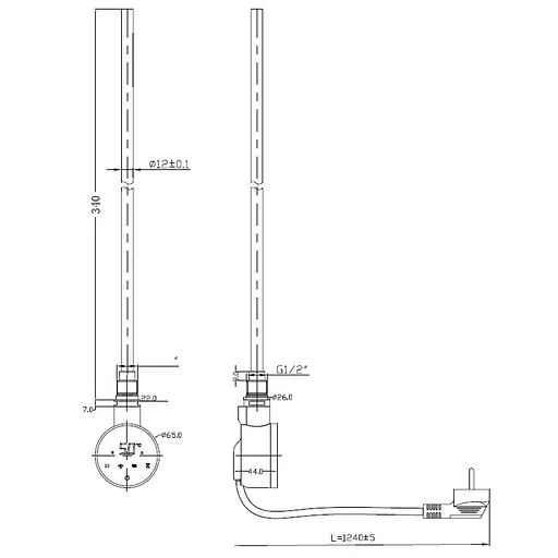Тэн электрический Mixxus TEH-0103 для полотенцесушителей 300W chrome MI6628 - фото 5