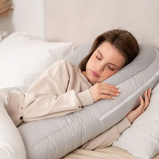 Подушка Sonex U-Body для беременных и отдыха П-образная антиаллергенная 135x68x25 серая (SO102577) - фото 13